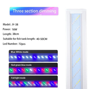 Planet Gates WRGB New 6 Row Super Slim LEDs Aquarium Lighting Aquatic Plant Light 18-48CM Extensible Dimmable Clip on Lamp For Fish Tank EU