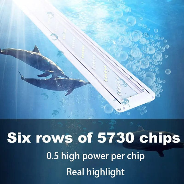 Planet Gates WRGB New 6 Row Super Slim LEDs Aquarium Lighting Aquatic Plant Light 18-48CM Extensible Dimmable Clip on Lamp For Fish Tank EU