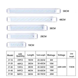 Planet Gates WRGB New 6 Row Super Slim LEDs Aquarium Lighting Aquatic Plant Light 18-48CM Extensible Dimmable Clip on Lamp For Fish Tank EU
