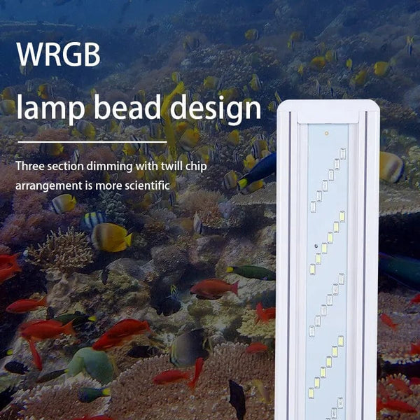 Planet Gates WRGB New 6 Row Super Slim LEDs Aquarium Lighting Aquatic Plant Light 18-48CM Extensible Dimmable Clip on Lamp For Fish Tank EU