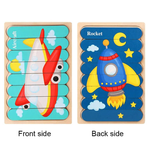 Planet Gates WT249 1PC Baby Wooden Montessori Puzzle Child Game Wooden Puzzle 3D Cartoon Animal Puzzle Babies Toys Puzzles For Kids 1 2 3 Year Old