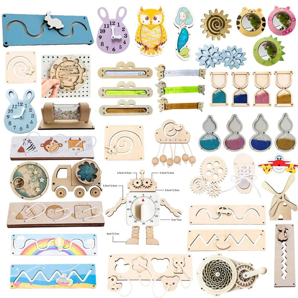 Planet Gates WT761 Busy Board DIY Clock Toy Baby Sensorial Montessori Sensory Toys Busyboard Cognitive Activity Board Accessories Part For Children