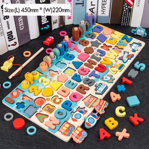 Planet Gates X-Car Letter / CHINA Kids Montessori Math Toys For Toddlers Educational Wooden Puzzle Fishing Toys Count Number Shape Matching Sorter Games Board Toy