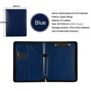 Planet Gates X Folder University A4 Leather Portfolio Folder for Document Holder Desk Organizer Man Executive Briefcase Zippered Calculator for Office