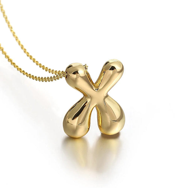 Planet Gates X Greatera Gold Color Chunky Balloon Bubble Initial Letter Pendant Choker Necklaces for Women Custom Personalized Jewelry