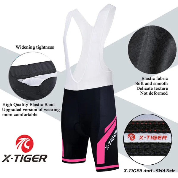 Planet Gates X-Tiger Women's Cycling Jersey Set Summer Anti-UV Cycling Bicycle Clothing Quick-Dry Mountain Female Bike Clothes Cycling Set
