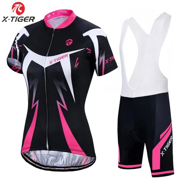 Planet Gates X-Tiger Women's Cycling Jersey Set Summer Anti-UV Cycling Bicycle Clothing Quick-Dry Mountain Female Bike Clothes Cycling Set