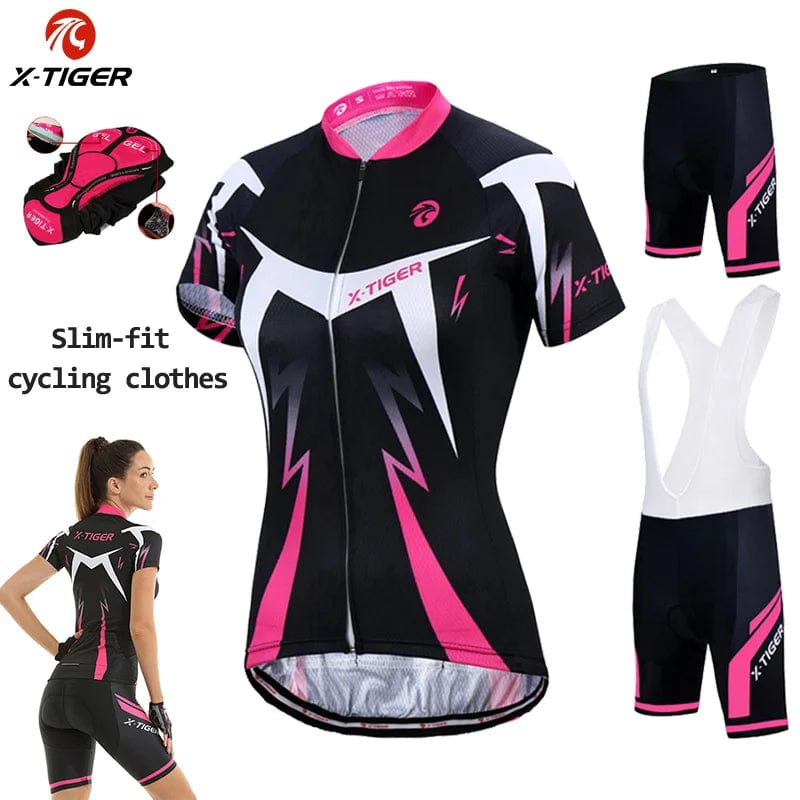 Planet Gates X-Tiger Women's Cycling Jersey Set Summer Anti-UV Cycling Bicycle Clothing Quick-Dry Mountain Female Bike Clothes Cycling Set