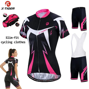 Planet Gates X-Tiger Women's Cycling Jersey Set Summer Anti-UV Cycling Bicycle Clothing Quick-Dry Mountain Female Bike Clothes Cycling Set