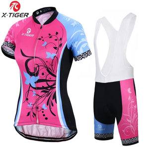 Planet Gates X-Tiger Women's Cycling Jersey Set Summer Anti-UV Cycling Bicycle Clothing Quick-Dry Mountain Female Bike Clothes Cycling Set