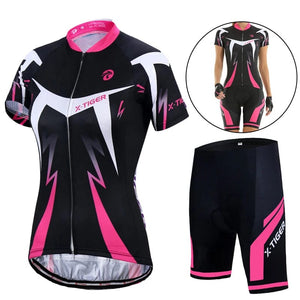 Planet Gates X-Tiger Women's Cycling Jersey Set Summer Anti-UV Cycling Bicycle Clothing Quick-Dry Mountain Female Bike Clothes Cycling Set