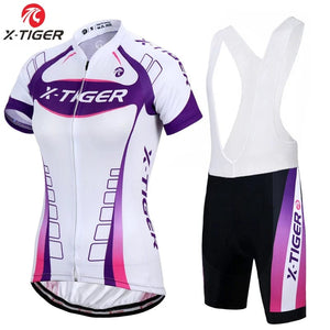 Planet Gates X-Tiger Women's Cycling Jersey Set Summer Anti-UV Cycling Bicycle Clothing Quick-Dry Mountain Female Bike Clothes Cycling Set