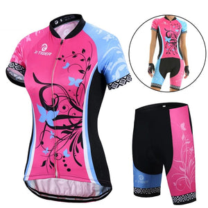 Planet Gates X-Tiger Women's Cycling Jersey Set Summer Anti-UV Cycling Bicycle Clothing Quick-Dry Mountain Female Bike Clothes Cycling Set