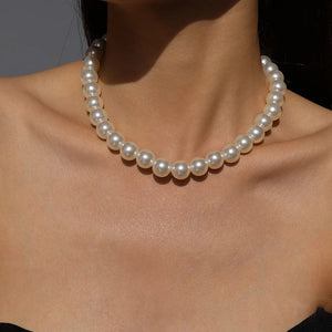 Planet Gates X0172-2 Trend Wedding Party Jewelry Long Black Ribbon Choker Necklace For Women Elegant White Imitation Pearl Beach Vacation Necklaces