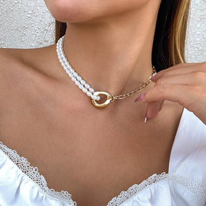 Planet Gates X0172-4 Trend Wedding Party Jewelry Long Black Ribbon Choker Necklace For Women Elegant White Imitation Pearl Beach Vacation Necklaces
