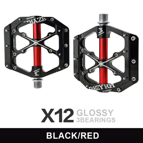 Planet Gates X12-black red / CHINA Bicycle Pedals 3 Bearings MTB Anti-slip Ultralight Aluminum Mountain Road Bike Platform Pedals Cycling Accessories