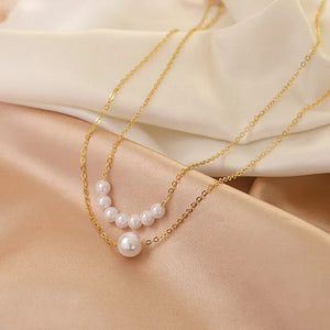 Planet Gates X120-9 Trend Wedding Party Jewelry Long Black Ribbon Choker Necklace For Women Elegant White Imitation Pearl Beach Vacation Necklaces