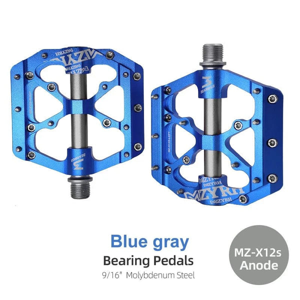 Planet Gates X12s Anode Blue gray / CHINA 3 Bearings Bicycle Pedals Ultralight Anti-slip CNC BMX MTB Road Bike Pedal Cycling Sealed Bearing Bike Pedals