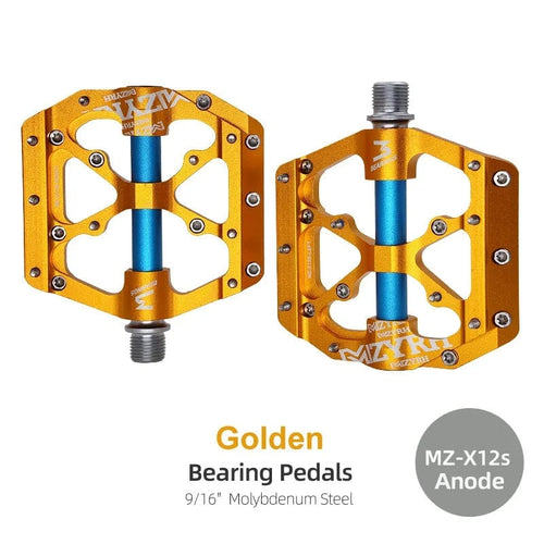 Planet Gates X12s Anode Golden / CHINA 3 Bearings Bicycle Pedals Ultralight Anti-slip CNC BMX MTB Road Bike Pedal Cycling Sealed Bearing Bike Pedals