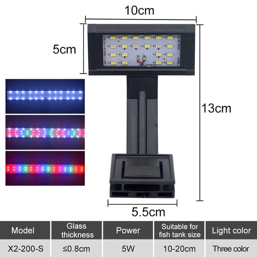 Planet Gates X2-200-S / CN Aquarium LED Fish Tank Light Super Slim Plants Grow Clip Lights Lamp Aquatic Aquarium Lamps Lighting 220V 5W/7W/9W/12W