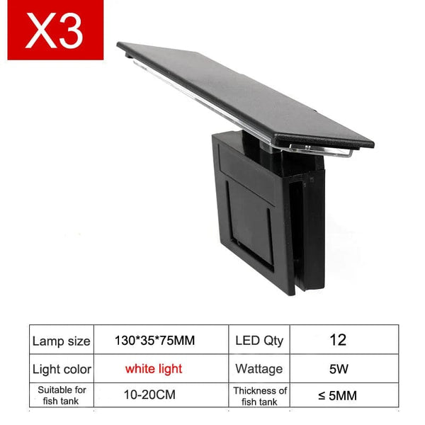 Planet Gates X3 B-White light Super Slim LED Aquarium Light Lighting plants Grow Light 5W/10W/15W Aquatic Plant Lighting Waterproof Clip-on Lamp For Fish Tank