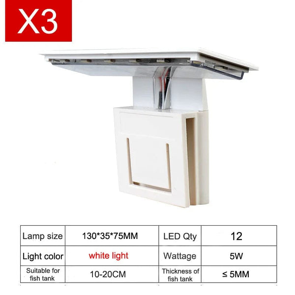 Planet Gates X3 W-White light Super Slim LED Aquarium Light Lighting plants Grow Light 5W/10W/15W Aquatic Plant Lighting Waterproof Clip-on Lamp For Fish Tank