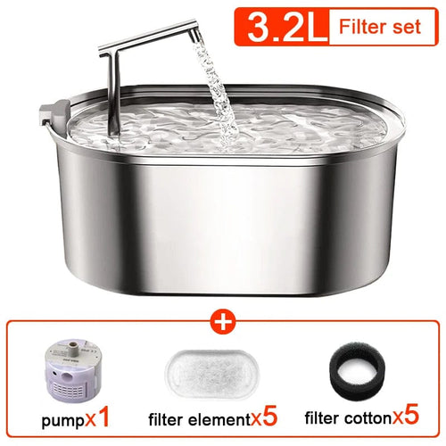Planet Gates X5Filters 3.2L NEW Stainless Steel Cat Water Fountain Automatic Cats Drinker Drinking Fountain For Cat Dog Pet Water Dispenser Accessories