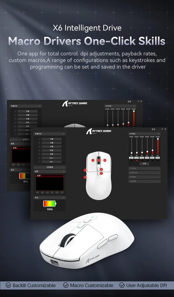 Planet Gates X6 PAW3395 Bluetooth Mouse,2.4 Tri-Mode Connection, RGB Touch Magnetic Charging Base, Macro Gaming Mouse