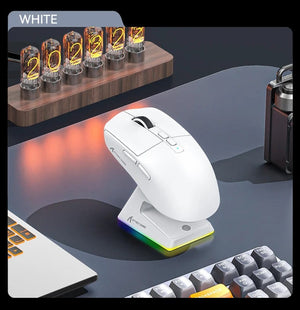 Planet Gates X6 PAW3395 Bluetooth Mouse , Tri-Mode Connection, RGB Touch Magnetic Charging Base, Macro Gaming Mouse