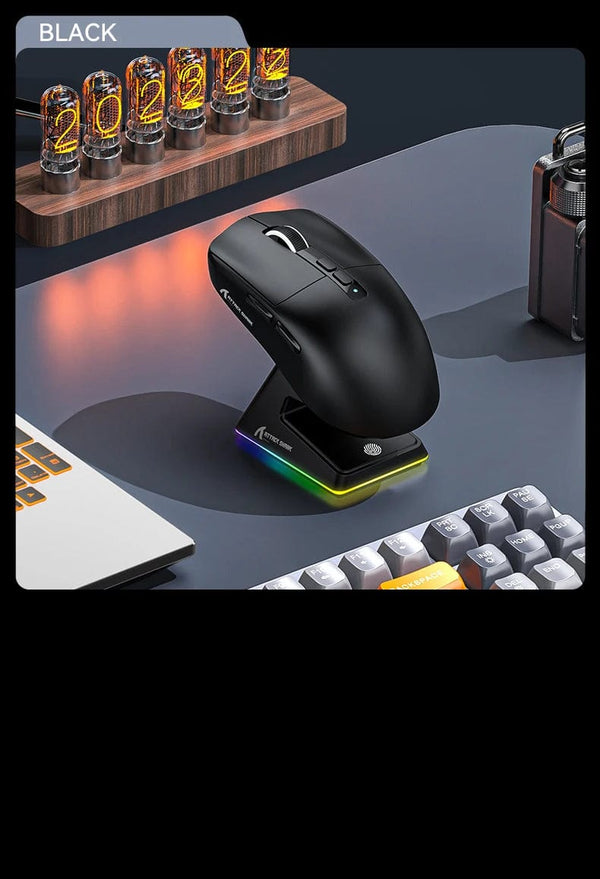 Planet Gates X6 PAW3395 Bluetooth Mouse , Tri-Mode Connection, RGB Touch Magnetic Charging Base, Macro Gaming Mouse