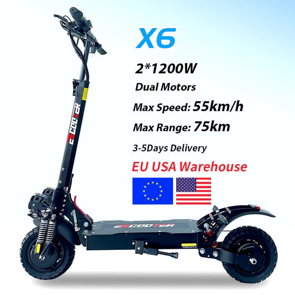 Planet Gates X6 PRO Electric Scooter US EU Germany Warehouse Dual Motor Off Road Foldable Adult Mobility E Scooter Electric 1200w 2400w 48v