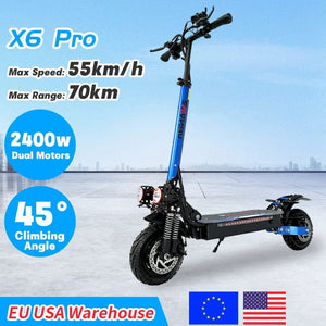 Planet Gates X6 PRO Electric Scooter US EU Germany Warehouse Dual Motor Off Road Foldable Adult Mobility E Scooter Electric 1200w 2400w 48v