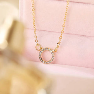 Planet Gates x607 2022 Trend Elegant Jewelry Crystal Circle Pendant Necklace Golden Color Unquie Women Fashion Necklace Wholesale