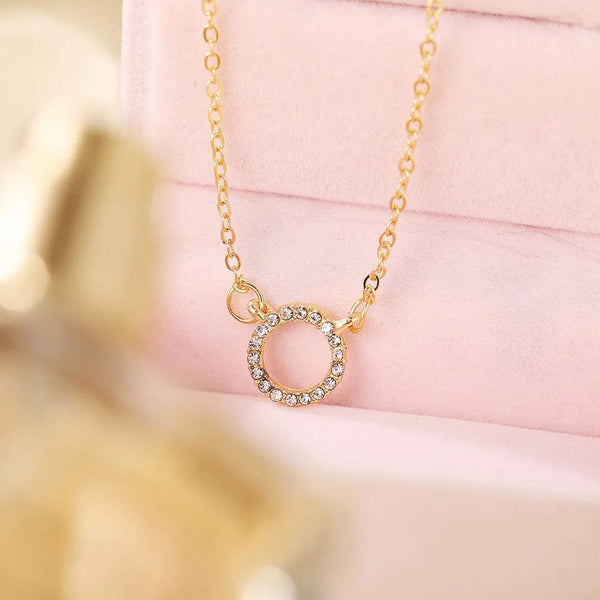 Planet Gates x607 2022 Trend Elegant Jewelry Crystal Circle Pendant Necklace Golden Color Unquie Women Fashion Necklace Wholesale
