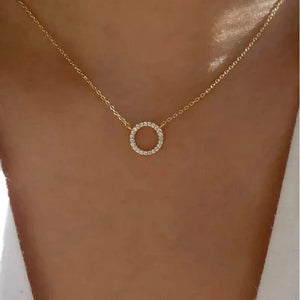 Planet Gates x607 2022 Trend Elegant Jewelry Crystal Circle Pendant Necklace Golden Color Unquie Women Fashion Necklace Wholesale