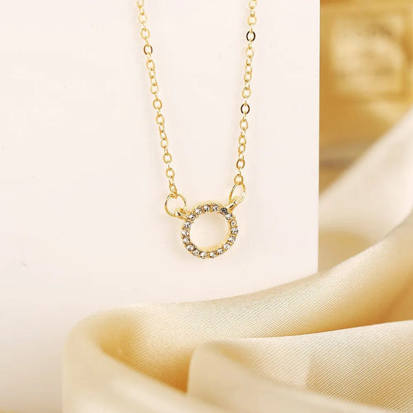 Planet Gates x607 2022 Trend Elegant Jewelry Crystal Circle Pendant Necklace Golden Color Unquie Women Fashion Necklace Wholesale