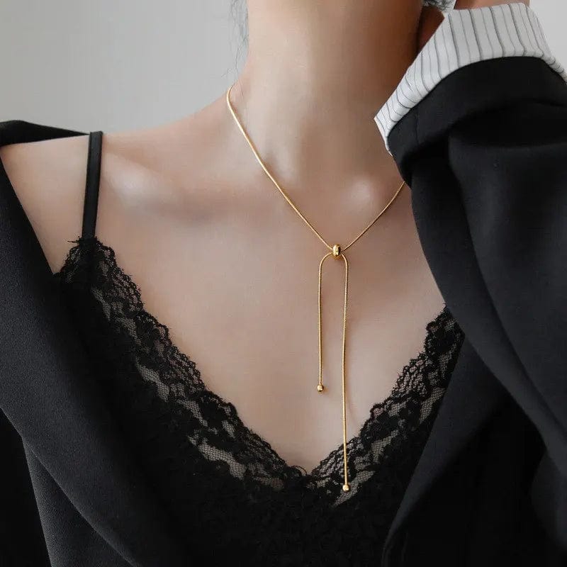 Planet Gates Simple Long Tassel Chain Necklace for Women Trendy Adjustable Choker Necklace 2024 Fashion Jewelry Chain On The Neck Girls Gifts