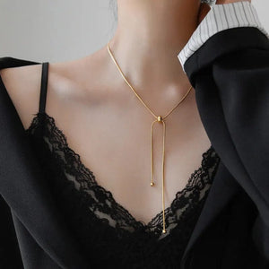 Planet Gates x807jin necklace Simple Long Tassel Chain Necklace for Women Trendy Adjustable Choker Necklace 2024 Fashion Jewelry Chain On The Neck Girls Gifts