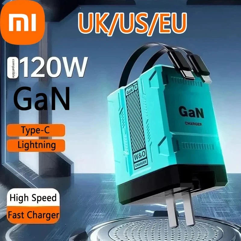 Planet Gates Xiaomi 120W Usb C Fast Charger Muti 2 Ports Type C Pd Wall Adapter For Iphone 15 Pro Huawei Samsung Portable High Speed Charging