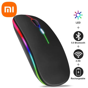 Planet Gates Xiaomi Bluetooth Dual-mode Wireless Mouse Rechargeable Silent Illuminated Wireless Mice For Laptop PC  Ergonomic Gaming Mouse