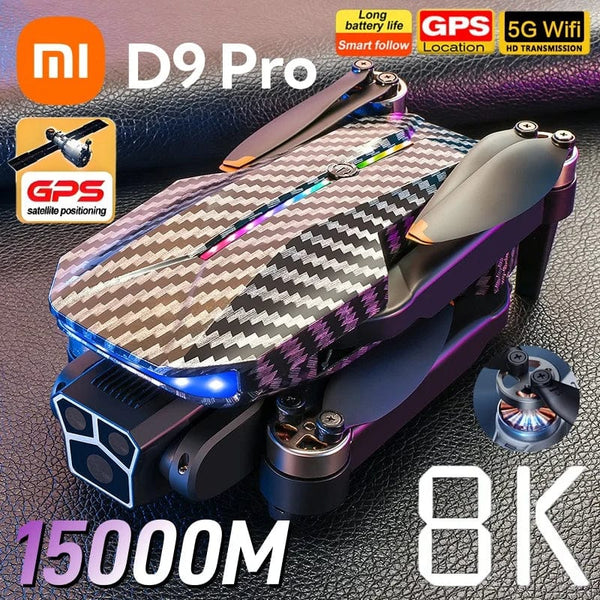 Planet Gates Xiaomi D9 Drone 8K Professional Triple Camera Obstacle Avoidance Optical Flow Remote One-key Return Brushless Motor 15000M