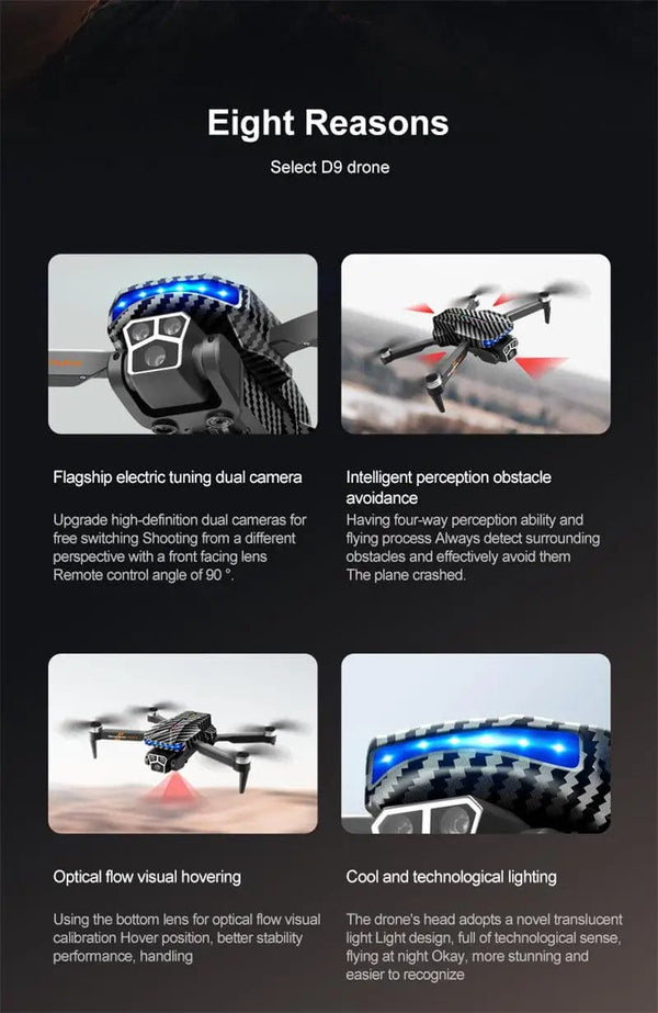 Planet Gates Xiaomi D9 Drone 8K Professional Triple Camera Obstacle Avoidance Optical Flow Remote One-key Return Brushless Motor 15000M
