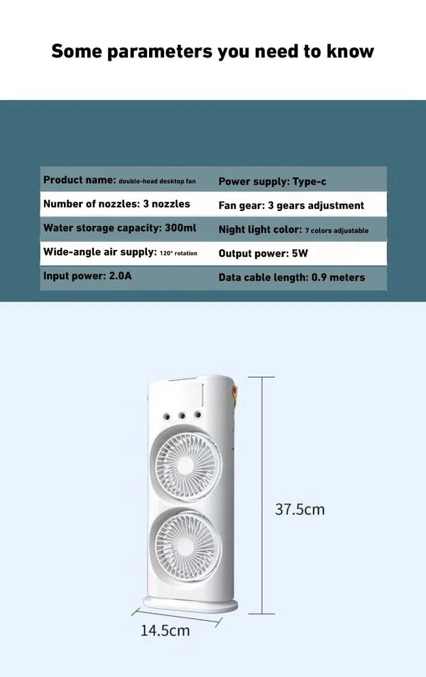 Planet Gates Xiaomi New Spray Air Conditioning Fan Cross-Border Refrigeration Fan Household Portable Cooling Fandesktop Mini Fan With Light