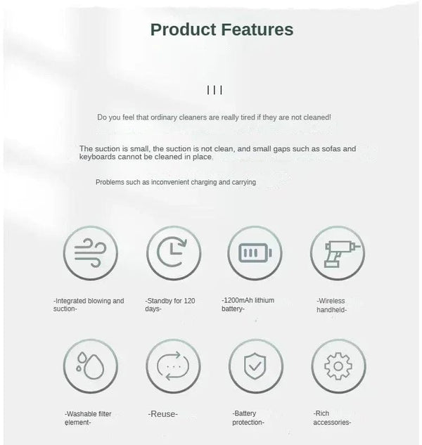 Planet Gates Xiaomi Portable Car Vacuum Cleaner Suction and Blow Integrated Wireless Charging 180W High Power Handheld Vacuum Cleaner Car