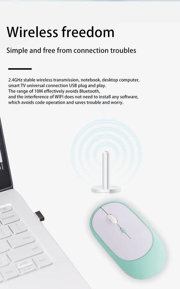 Planet Gates Xiaomi Wireless Mouse Bluetooth-compatible 2.4G Silent Mice Adjustable DPI Ergonomic Design USB Rechargeable Gaming Office Mouse