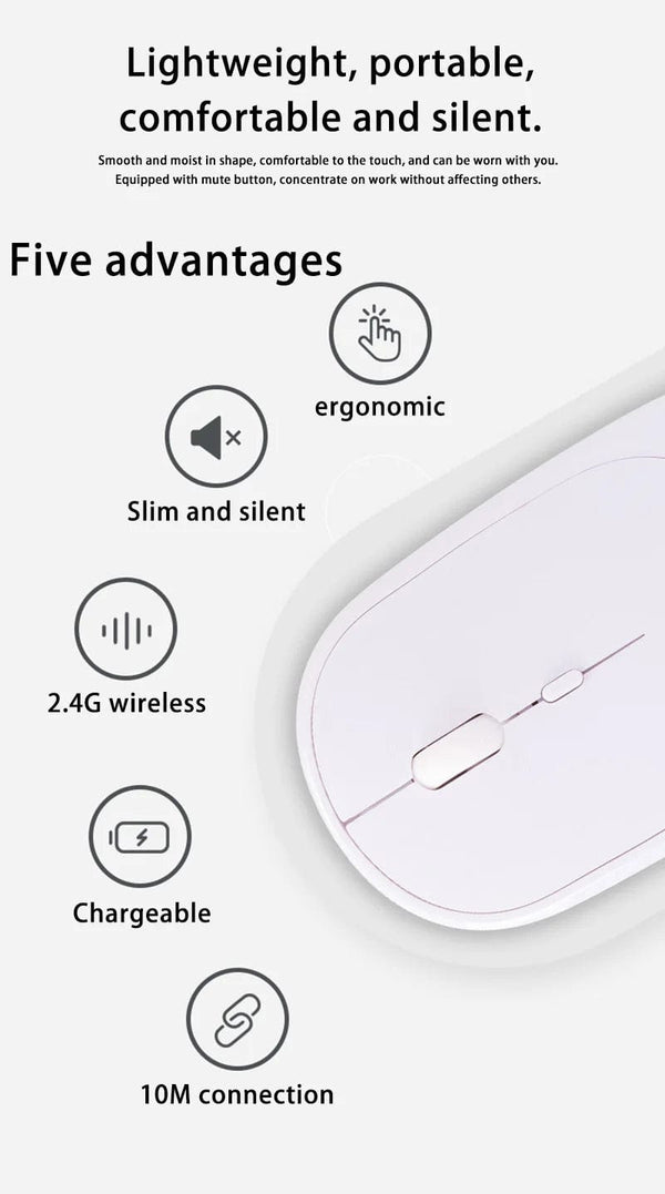 Planet Gates Xiaomi Wireless Mouse Bluetooth-compatible 2.4G Silent Mice Adjustable DPI Ergonomic Design USB Rechargeable Gaming Office Mouse