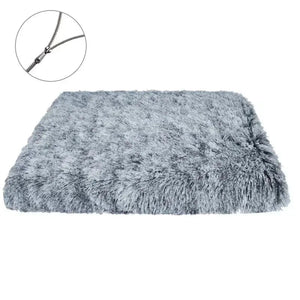 Planet Gates XL / Gradient Grey Long Plush Dog Bed with Non-slip Bottom Orthopedic Foam Dog Bed Removable Cover for Large Medium Small Dogs Machine Washable