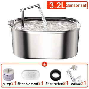 Planet Gates XSensor 3.2L NEW Stainless Steel Cat Water Fountain Automatic Cats Drinker Drinking Fountain For Cat Dog Pet Water Dispenser Accessories