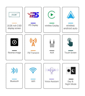 Planet Gates XUDA Universal 10.26 Inch Car Radio Multimedia WIFI Video Player Wireless Carplay & Android Auto for Apple Or Android MP5 Player