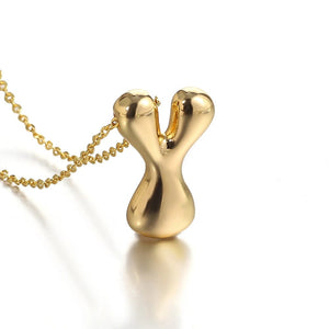 Planet Gates Y Greatera Gold Color Chunky Balloon Bubble Initial Letter Pendant Choker Necklaces for Women Custom Personalized Jewelry